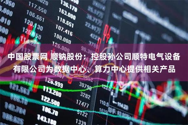 中国股票网 顺钠股份：控股孙公司顺特电气设备有限公司为数据中心、算力中心提供相关产品